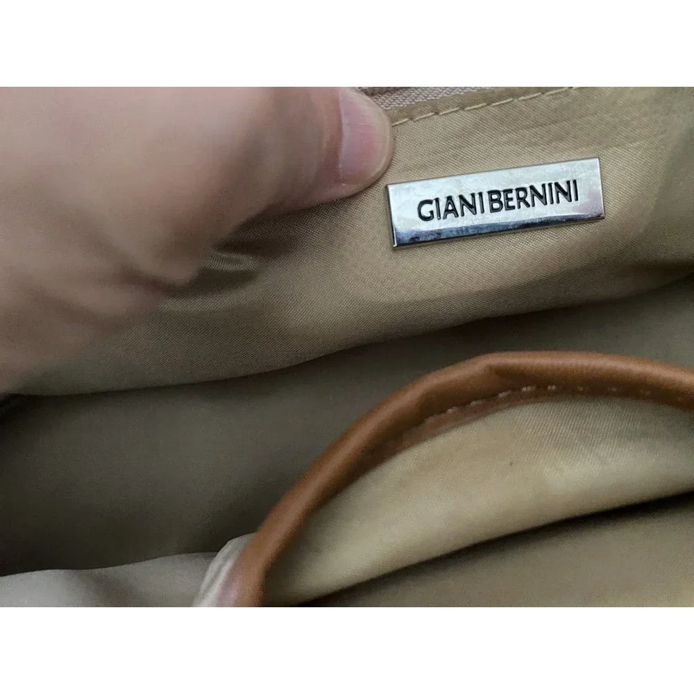 Giani Bernini Women’s Handbag Signature Satchel Jacquard Fabric Trim Vintage EUC